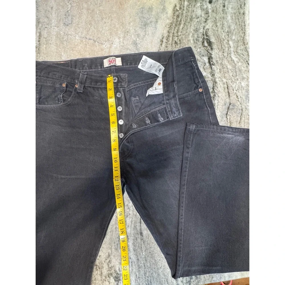 Levi's 501 Jeans Mens 38x30 Original Straight Leg Button Fly Black Denim
